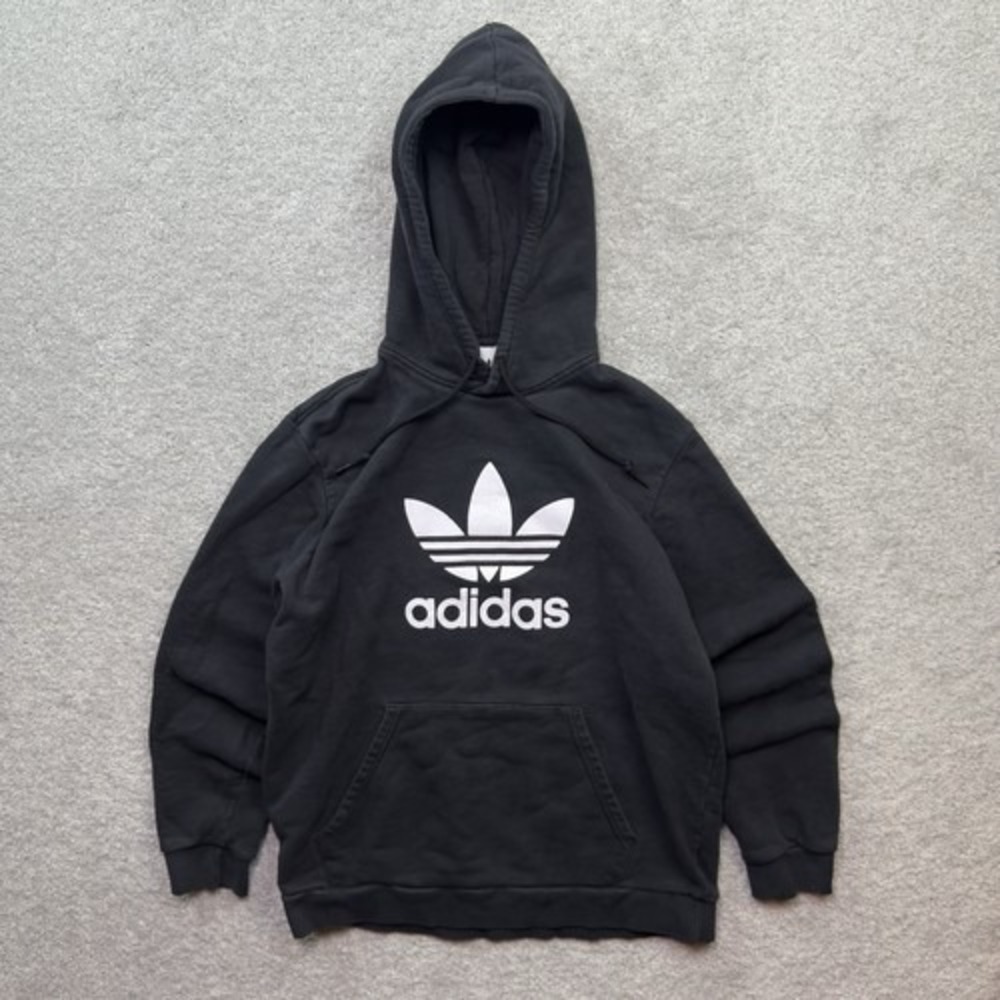 Adidas Originals Trefoil Logo Black Pullover Hoodie Sweatshirt Men's Large